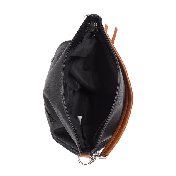 Pavers Multi-Zip Handbag - Black-Tan