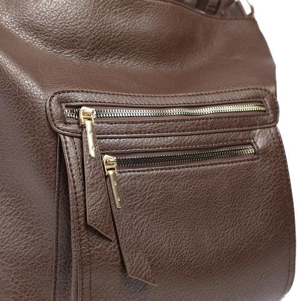 Pavers Multi Zipped Stylish Shoulder Bag - Brown