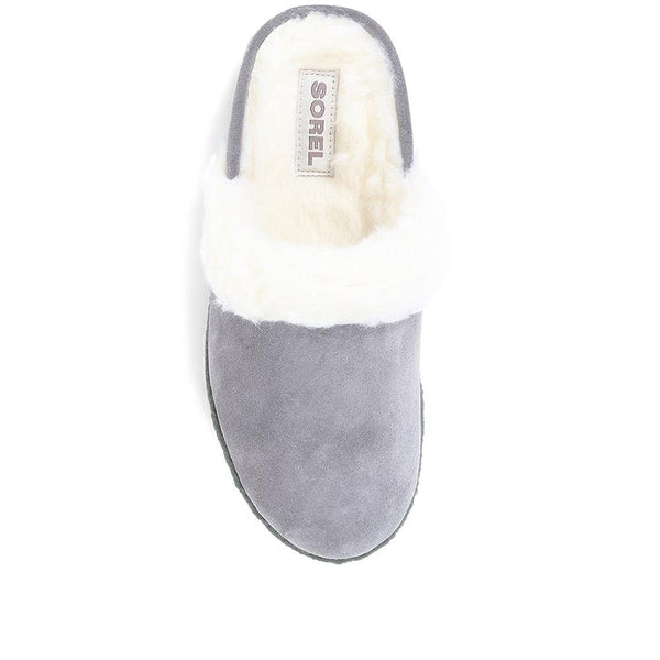 Pavers Nakiska Slide Leather Slippers - Grey
