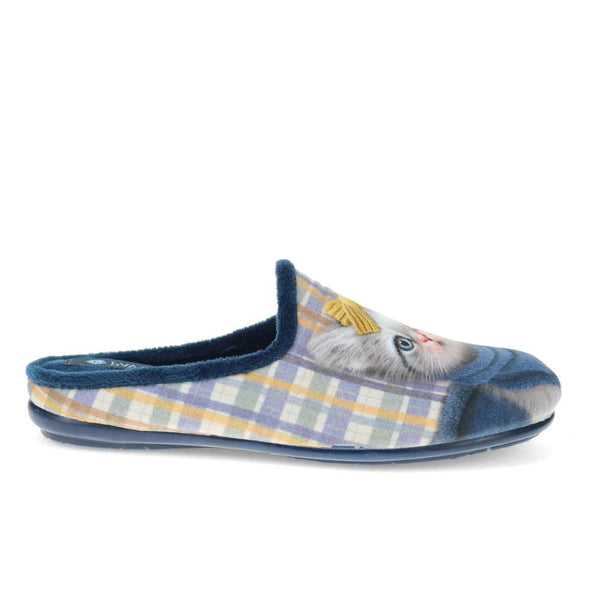 pavers Novelty Cat Slippers - Navy