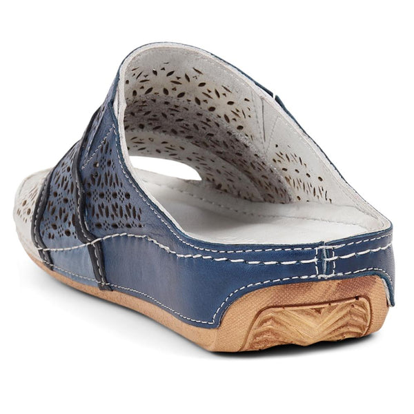 Pavers Open-Toe Leather Mule Sandals - Blue Multi