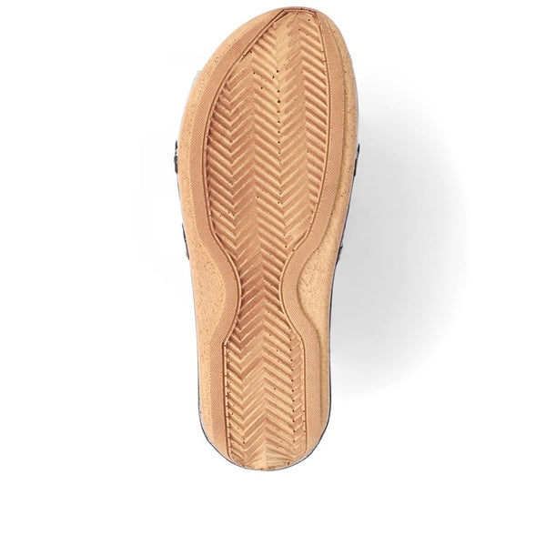 Pavers Open-Toe Leather Mule Sandals - Blue Multi