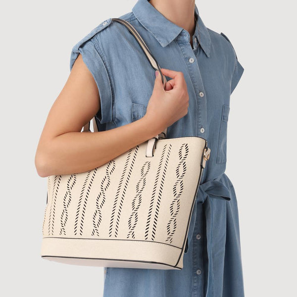 Pavers Patterned Daily Handbag - Cream