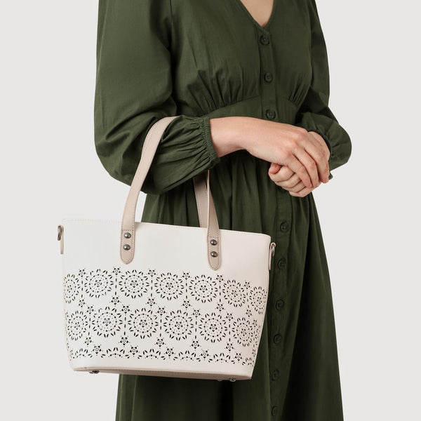 Pavers Patterned Handbag - White