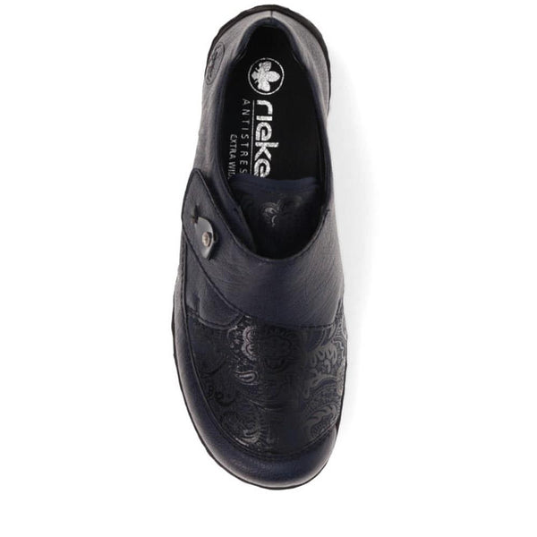 Pavers Patterned Touch-Fasten Shoes - Navy