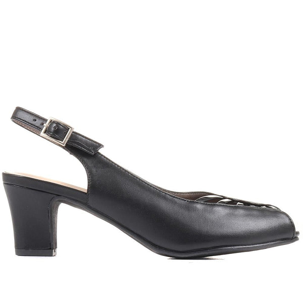 pavers Peep-Toe Slingback High Heels - Black