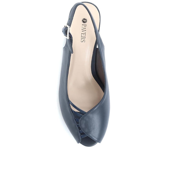 Pavers Peep-Toe Slingback High Heels - Navy