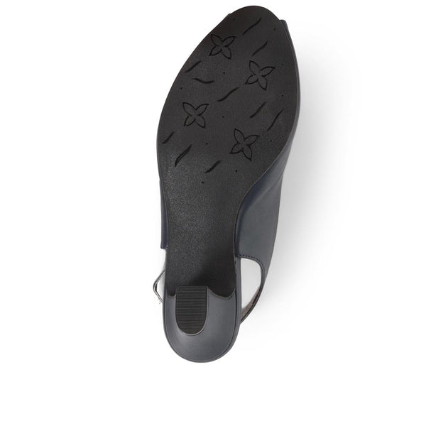 Pavers Peep-Toe Slingback High Heels - Navy