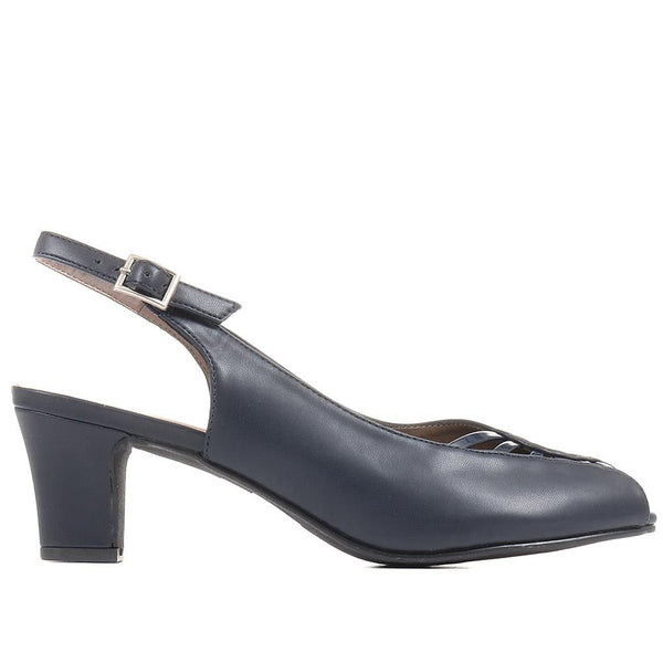 pavers Peep-Toe Slingback High Heels - Navy