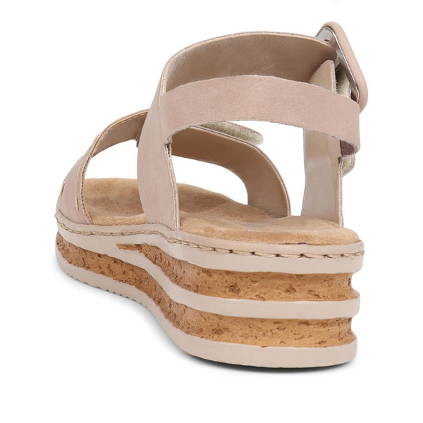 Pavers Platform Touch-Fasten Sandals - Beige