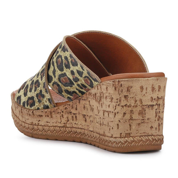 Pavers Premium Leather Wedge Heels - Leopard