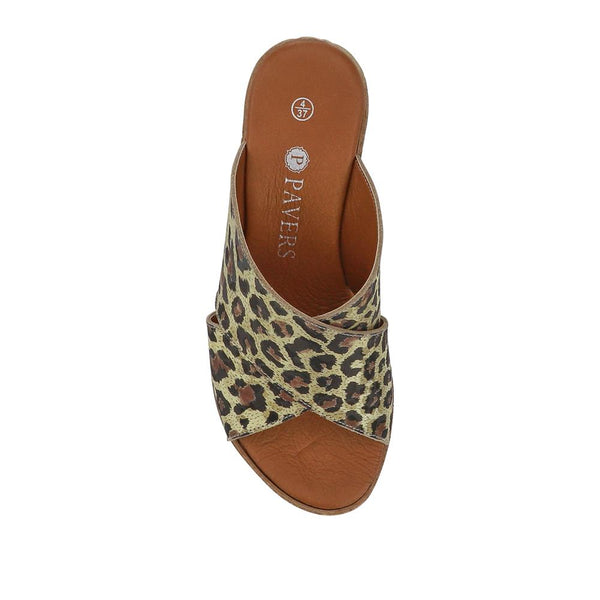 Pavers Premium Leather Wedge Heels - Leopard