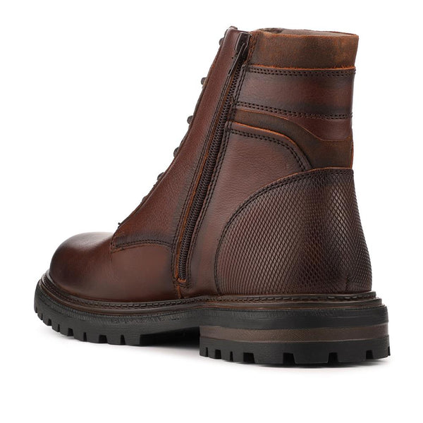 pavers Premium Leather Zip & Lace Up Boots - Brown