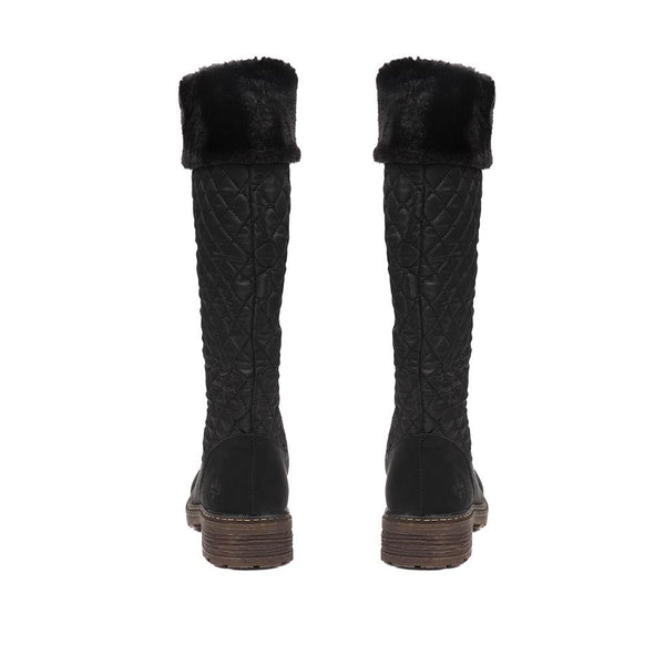 Pavers Quilted Fleece-Lined Ladies Boots - Black