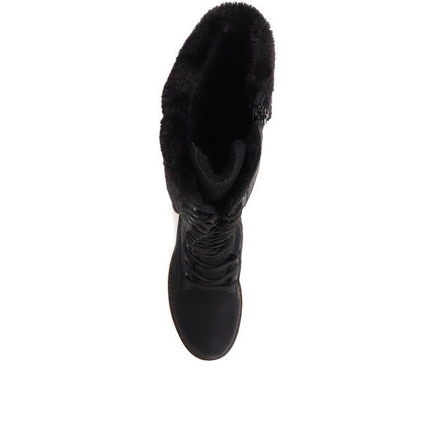 Pavers Quilted Fleece-Lined Ladies Boots - Black