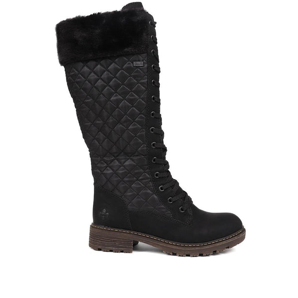 pavers Quilted Fleece-Lined Ladies Boots - Black