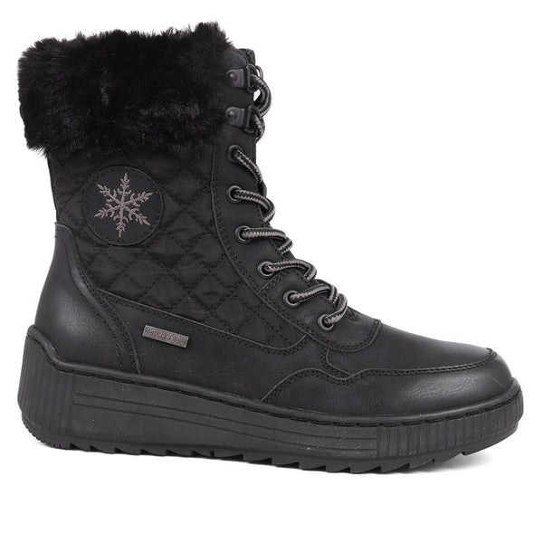 pavers Quilted Water-Resistant Weather Boots - Black