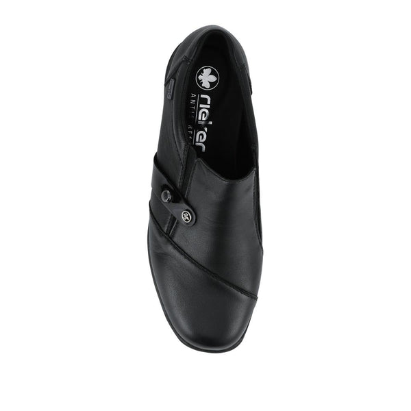 Pavers Rieker Leather Slip-On Shoes - Black
