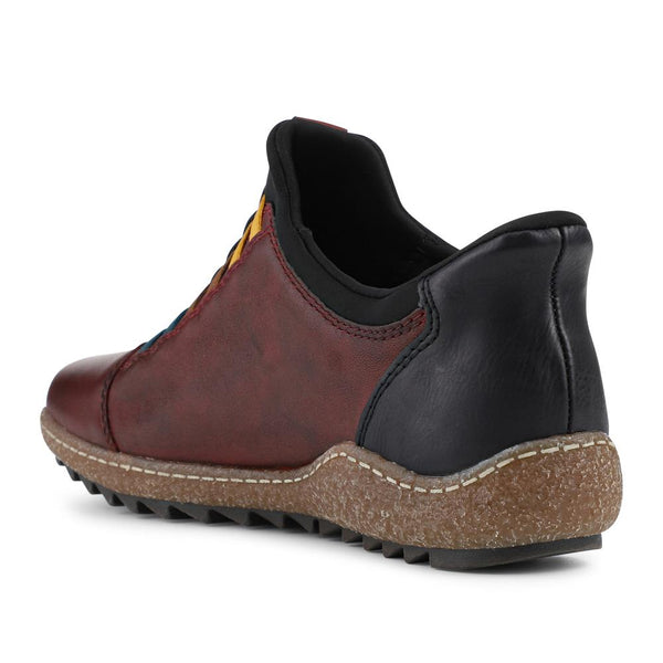 Pavers Rieker Leather Slip On Trainers - Burgundy