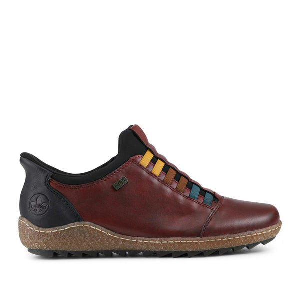 pavers Rieker Leather Slip On Trainers - Burgundy