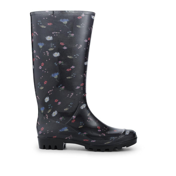 Pavers Rubber Waterproof Wellies - Black Floral