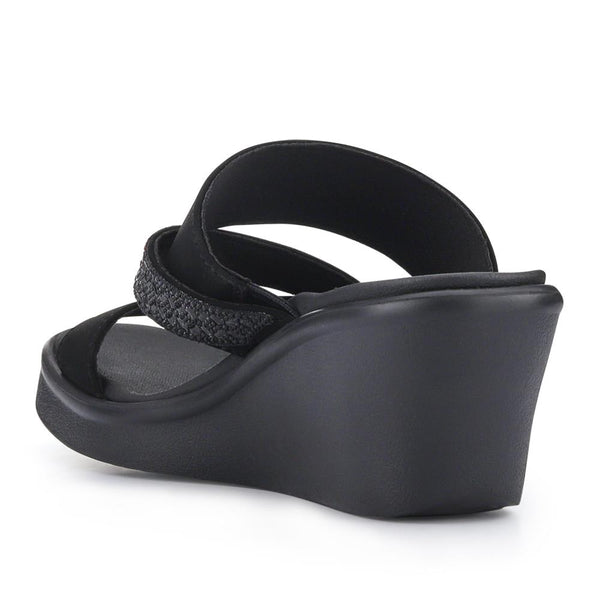 Pavers Rumble On Wedge-Heeled Mules - Black