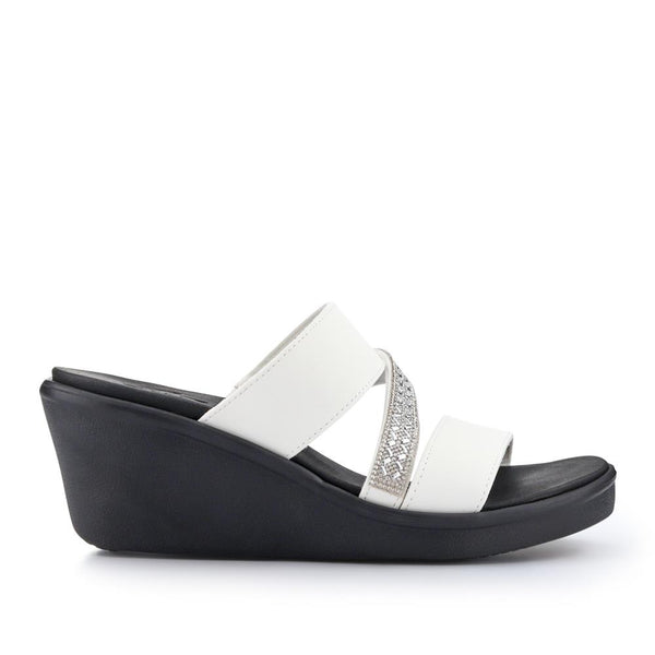 pavers Rumble On Wedge-Heeled Mules - White