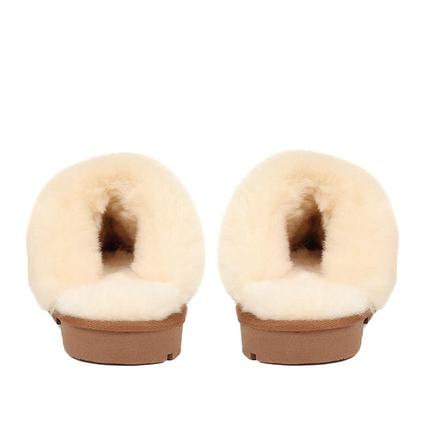 Pavers Sheepskin Lined Slippers - Chestnut