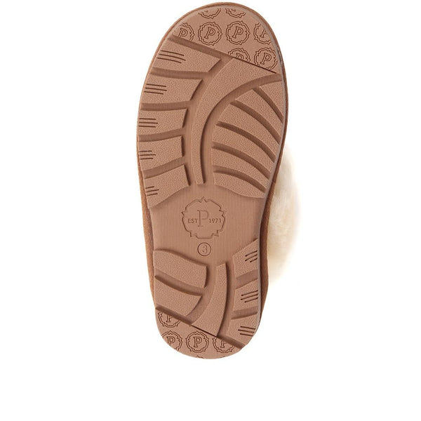 Pavers Sheepskin Lined Slippers - Chestnut