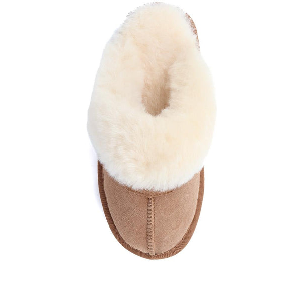 Pavers Sheepskin Lined Slippers - Chestnut