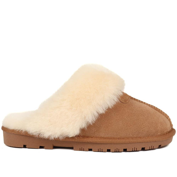 pavers Sheepskin Lined Slippers - Chestnut
