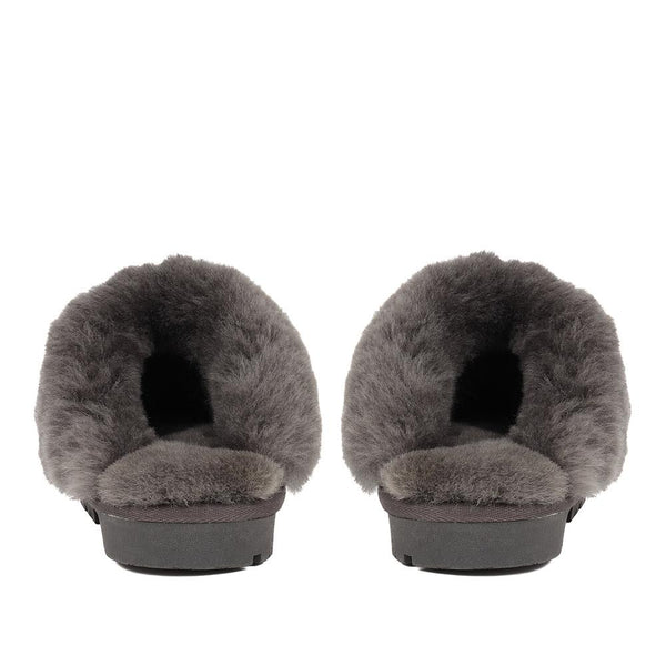 Pavers Sheepskin Lined Slippers - Grey