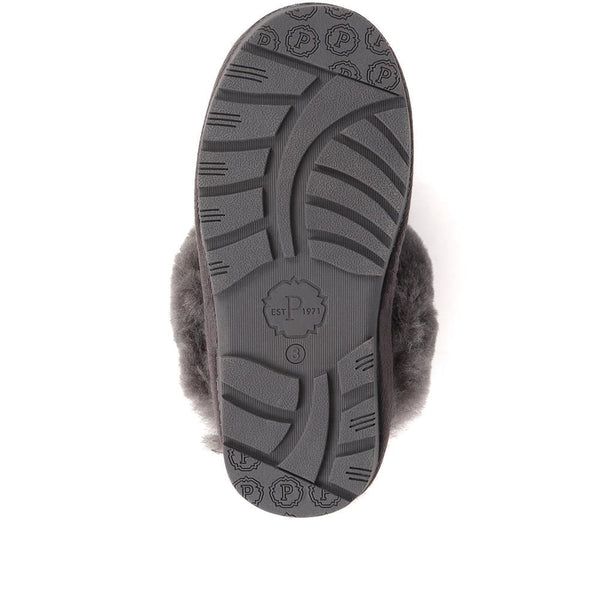 Pavers Sheepskin Lined Slippers - Grey