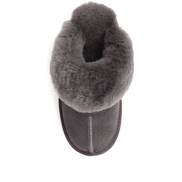 Pavers Sheepskin Lined Slippers - Grey