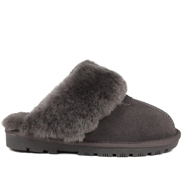 pavers Sheepskin Lined Slippers - Grey