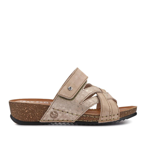 pavers Shock-Absorbing Leather Sandals - Beige