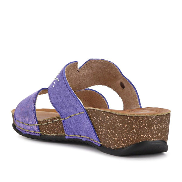 Pavers Shock-Absorbing Leather Wedge Mules - Purple