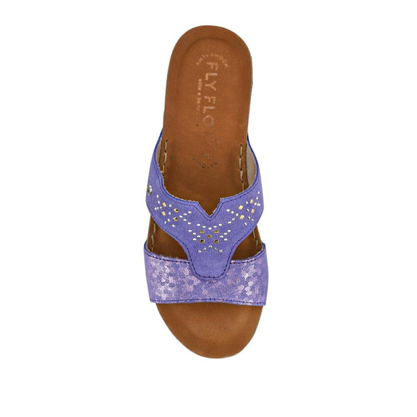 Pavers Shock-Absorbing Leather Wedge Mules - Purple