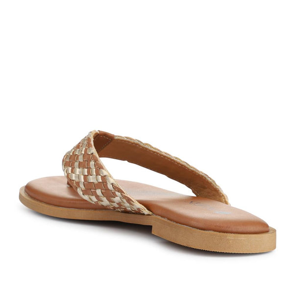 pavers Short-Heeled Toe-Post Sandals - Brown Multi