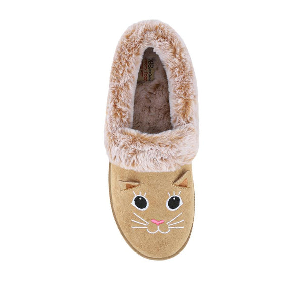 Pavers Skechers Wide Fit Cat Slippers - Tan