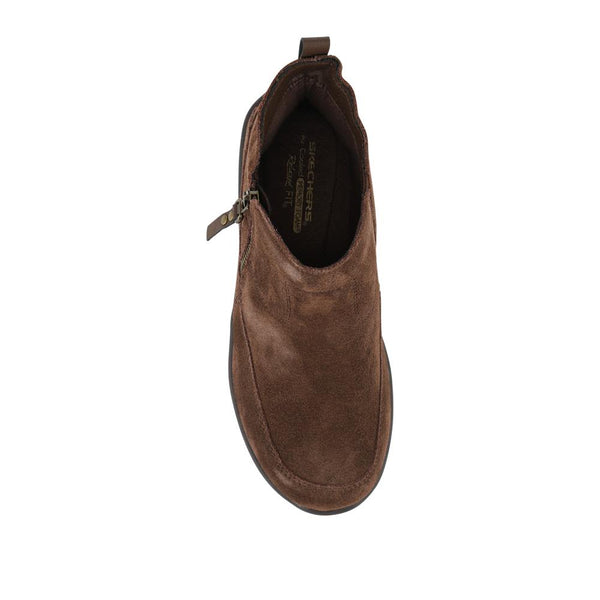 Pavers Skechers Zip Up Leather Boots - Chocolate