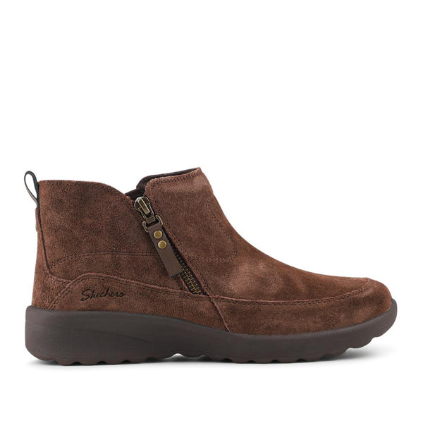 pavers Skechers Zip Up Leather Boots - Chocolate