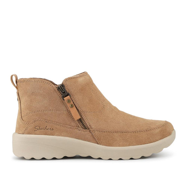 Pavers Skechers Zip Up Leather Boots - Tan