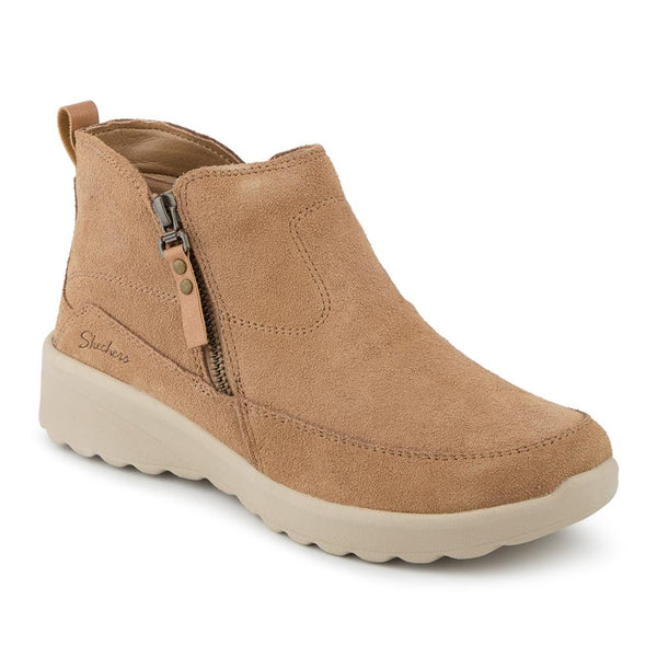 pavers Skechers Zip Up Leather Boots - Tan