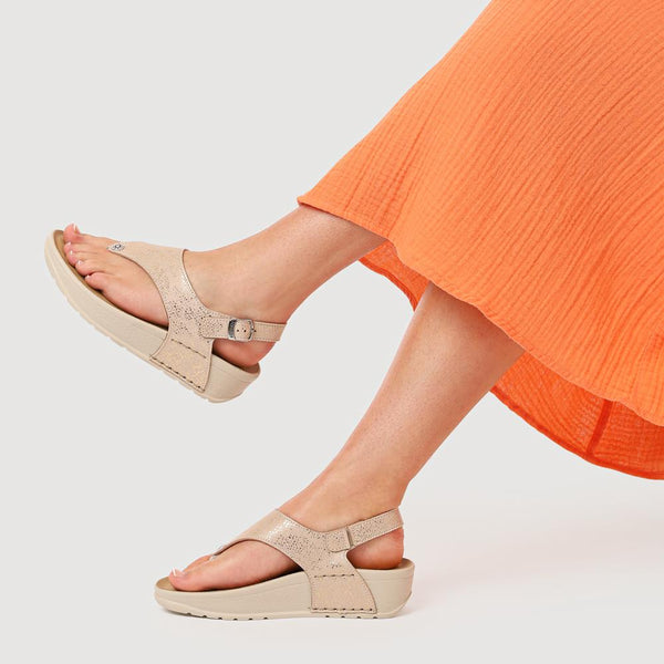Pavers Slingback-Strapped Toe Post Sandals - Beige
