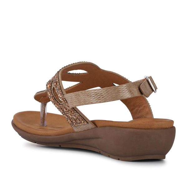 Pavers Slingback Toe Post Sandals - Gold