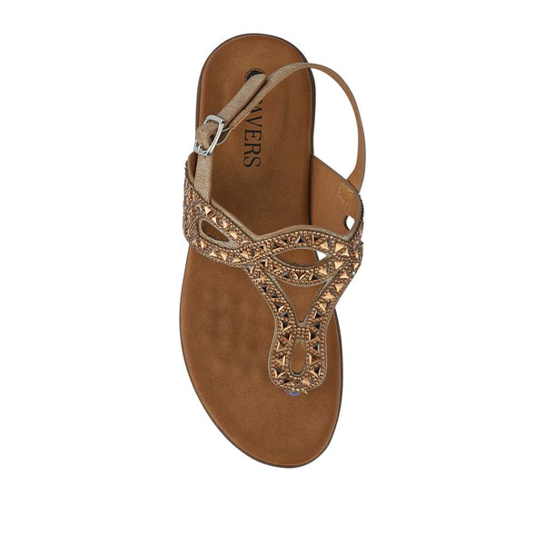 Pavers Slingback Toe Post Sandals - Gold