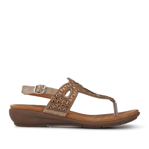 pavers Slingback Toe Post Sandals - Gold