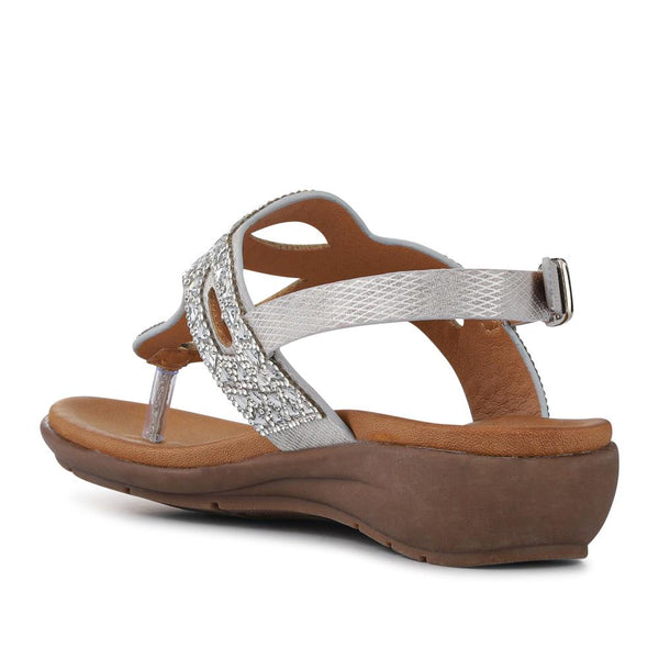 Pavers Slingback Toe Post Sandals - Silver
