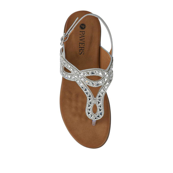 Pavers Slingback Toe Post Sandals - Silver